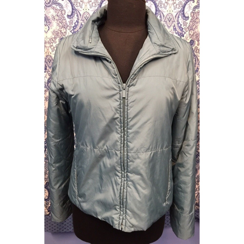 BANANA REPUBLIC M Medium Slate Blue Nylon Hidden Hood Puffer Coat Jacket
